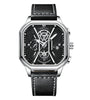 CRRJU Fashion Square Men's Watches Bussiness Quartz Watch Luxury Leather Wristwatch Waterproof Chronograph Sports Watch