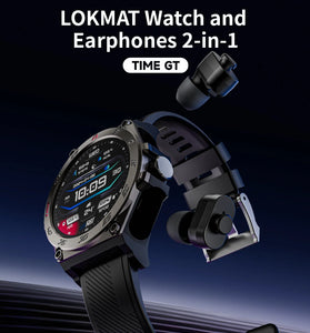 LOKMAT TIME GT 2-in-1 Smart TWS BT Earphones Watch 1.508 AMOLED Display bluetooth Call AI Voice Assistant Heart Rate Blood Pressure Blood Oxygen Monitor Women's Health Sleep Monitoring Multi-sport Modes Music Playback IP67 Waterproof Smart Watch