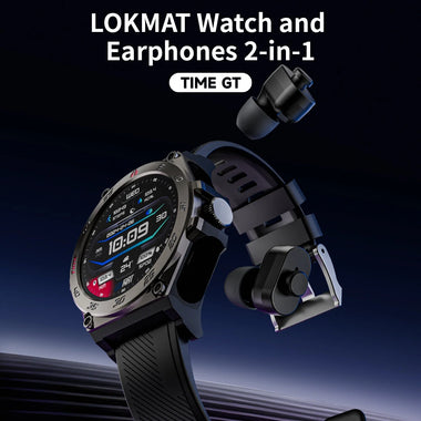 LOKMAT TIME GT 2-in-1 Smart TWS BT Earphones Watch 1.508 AMOLED Display bluetooth Call AI Voice Assistant Heart Rate Blood Pressure Blood Oxygen Monitor Women's Health Sleep Monitoring Multi-sport Modes Music Playback IP67 Waterproof Smart Watch