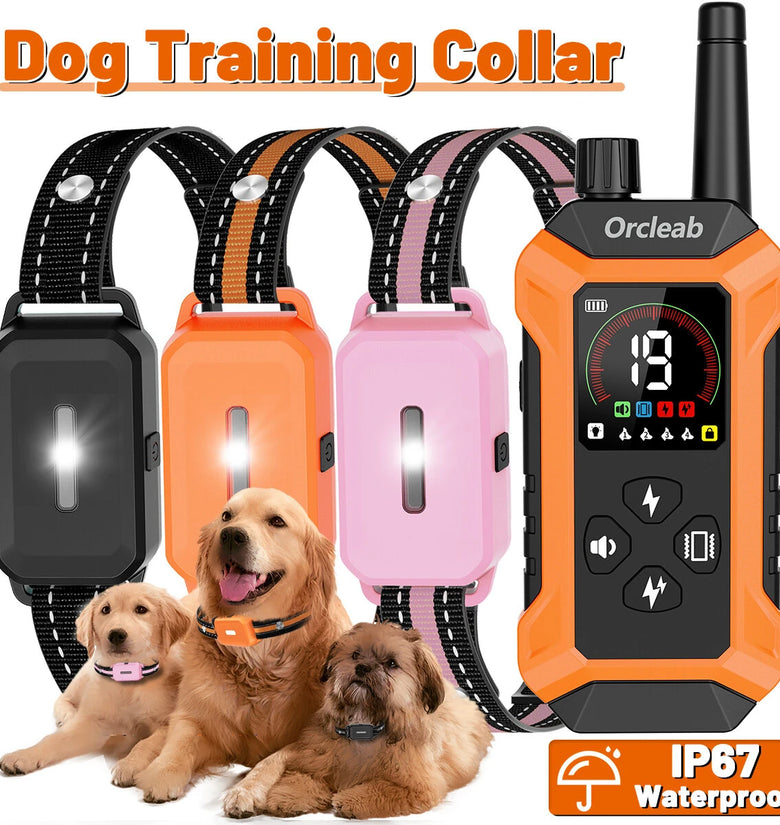 ORCLEAB Dog Training Collar with LCD Display 4000FT Remote Range IP67 Waterproof Collar with Flashlight Security Keypad Lock PC-32