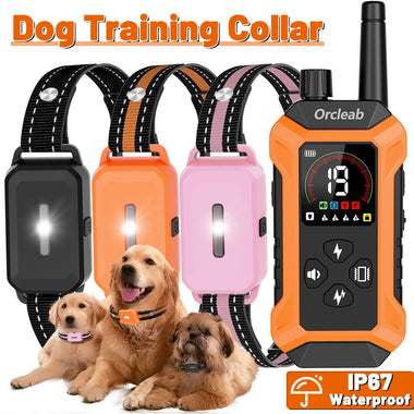ORCLEAB Dog Training Collar with LCD Display 4000FT Remote Range IP67 Waterproof Collar with Flashlight Security Keypad Lock PC-32