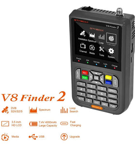GTMEDIA V8 Finder2 Satellit Finder Signal Meter 4000mAh Battery 3.5" HD LCD Type-C Fast Charge DVB-S/S2 MPEG-2/4 H.264