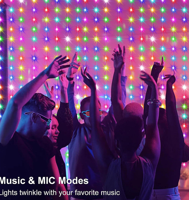 LIXINCORDA Smart RGB LED Curtain Light Strings Bluetooth APP Control Remote Control IP68 Waterproof Holidays Wedding Decorations