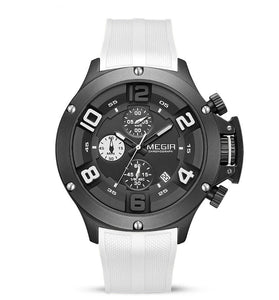 MEGIR Men Fashion Sport Quartz Watches Big Dial Multi-functional Watch Chronograph Waterproof Luminous Wristwatches Date Clock