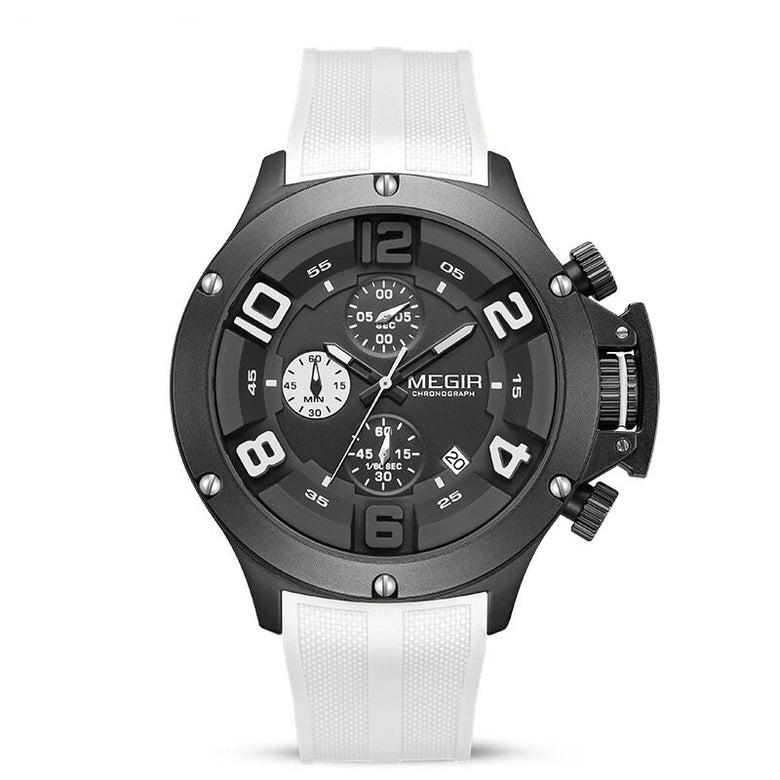 MEGIR Men Fashion Sport Quartz Watches Big Dial Multi-functional Watch Chronograph Waterproof Luminous Wristwatches Date Clock