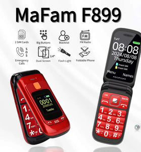 MAFAM F899 2.4 inch Dual Display 2800mAh FM Vibration SOS Fast Quick Torch Loud Volume Flip Feature Phone