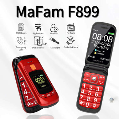 MAFAM F899 2.4 inch Dual Display 2800mAh FM Vibration SOS Fast Quick Torch Loud Volume Flip Feature Phone
