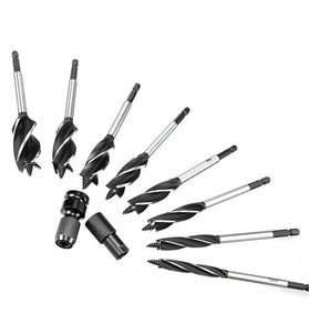 RUITOOL Hex Shank Wood Drill Bit Set 8 Pieces High Speed Steel Spiral Auger Drill Bits for Precise Woodworking Hole Enlarging with Extension Rod and Storage Case