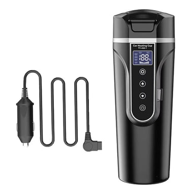 450ml 12V 24V Car Electric Kettle Cup Stainless Steel Smart Temperature Control Display Portable Travel Mug Fast Heating Adjustable Thermos Boiling Tea Brewing Warm Milk