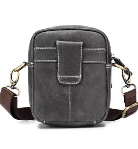 BULLCAPTAIN Casual Sports Mini Genuine Leather Crossbody Bag Men Casual Functional Cowhide Pack Outdoor Hiking Shoulder Bag