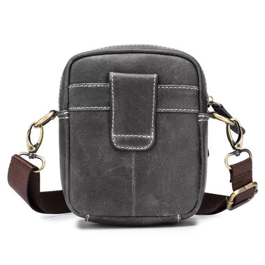 BULLCAPTAIN Casual Sports Mini Genuine Leather Crossbody Bag Men Casual Functional Cowhide Pack Outdoor Hiking Shoulder Bag
