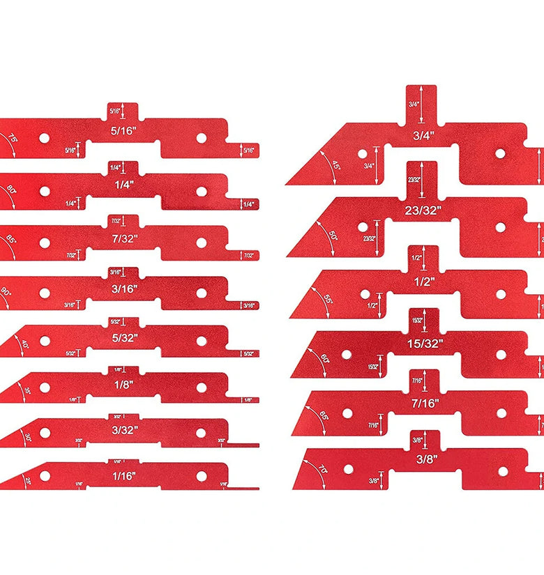 14pcs Woodworking Setup Blocks Adjustable Height Gauge for Router Table Saw Angle Measurement