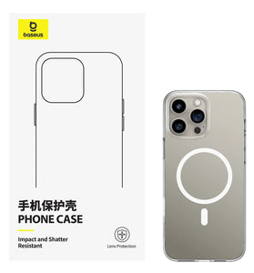 Baseus Crystal Series Transparent Mobile Phone Case for iPhone 16 Pro Max Magnetic Adsorption Protective Mobile Cover for iPhone 16 Plus