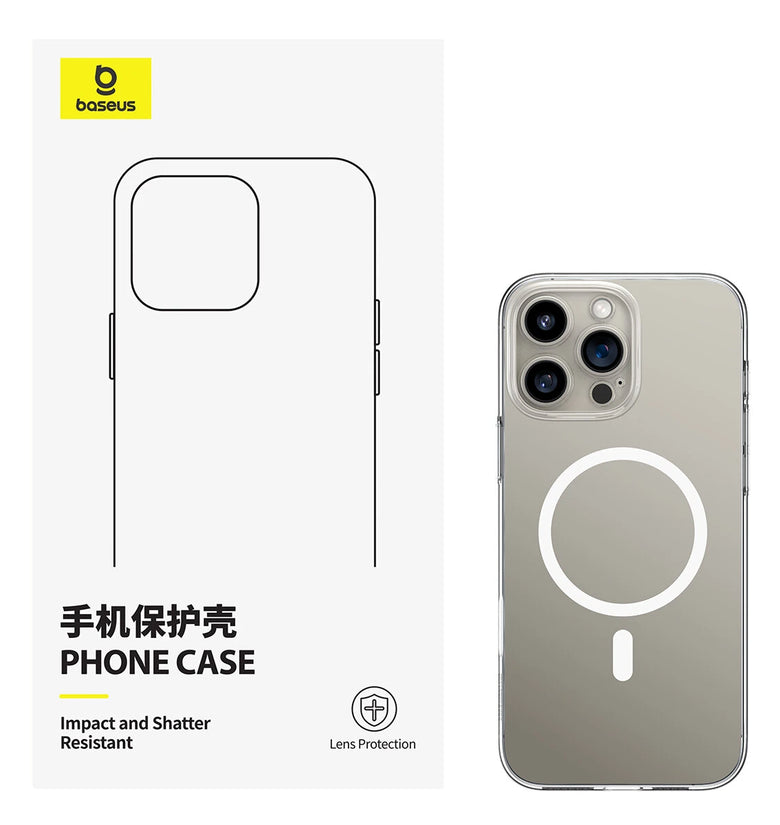 Baseus Crystal Series Transparent Mobile Phone Case for iPhone 16 Pro Max Magnetic Adsorption Protective Mobile Cover for iPhone 16 Plus