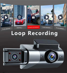 3 inch IPS Screen 3-Channel Driving Recorder 1080P HD 360 Rotation Dash Cam Without / With WiFi Loop Recording