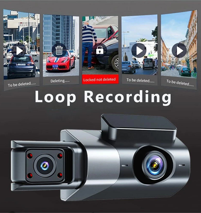 3 inch IPS Screen 3-Channel Driving Recorder 1080P HD 360 Rotation Dash Cam Without / With WiFi Loop Recording
