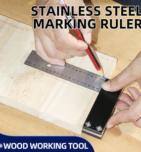 ENJOYWOOD 6 Inch Right Angle Ruler Stainless Steel Marking Gauge With Aluminum Alloy Handle Precision Woodworking Carpenter Square Tool