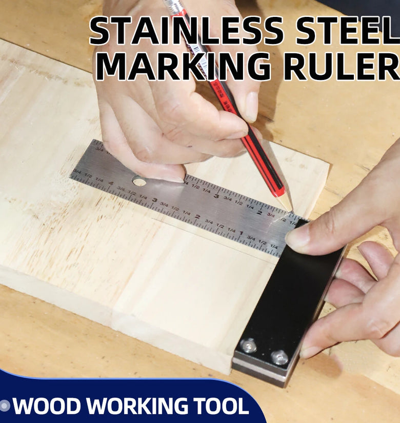 ENJOYWOOD 6 Inch Right Angle Ruler Stainless Steel Marking Gauge With Aluminum Alloy Handle Precision Woodworking Carpenter Square Tool