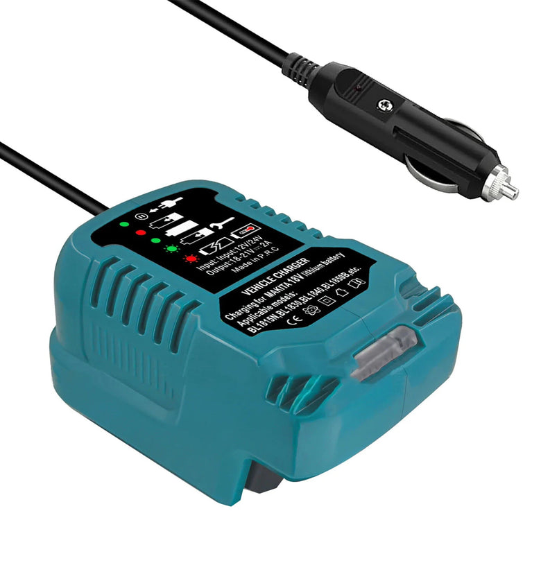 DC 12V/24V Mini Compact Car Charger for 18V LXT Batteries BL1815 BL1830 BL1860 with LED Indicator Portable Charging