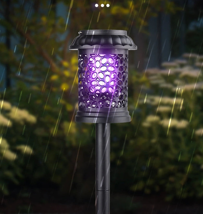 Elfeland Solar Powered Mosquito Killer Lamp Outdoor Waterproof Lawn Light Bug Zapper Mosquito Trap Garden Light 3 Mounting Methods