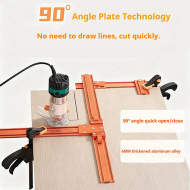 Router Jig Circular Saw Clamp Edge Straight Cut Guide Square Guide for Cutting and Grooving