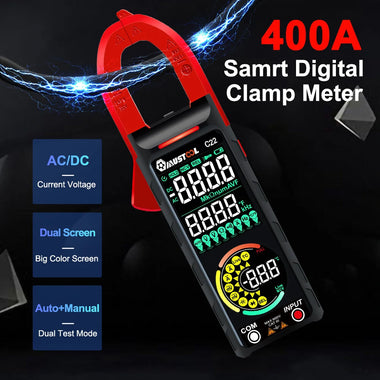 2024NEW Mustool C22 Digital Clamp Meter 400A High Precision AC/DC Current Measure with Live Wire Recognition NCV Induction Detection Dual VA Color Screen
