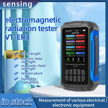 VT-ER3 5-in-1 Electromagnetic Radiation Tester Comprehensive Radio Frequency Electric Field Magnetic Field Strength Temperature Humidity Tester with Customizable Settings