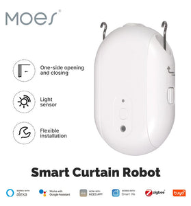 MOES Tuya BLE ZigBe Smart Electric Curtain Robot Timing Auto Opener Closer Light Sensor App Remote Control Support Alexa Google Home