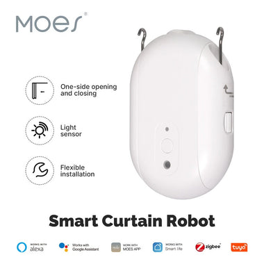 MOES Tuya BLE ZigBe Smart Electric Curtain Robot Timing Auto Opener Closer Light Sensor App Remote Control Support Alexa Google Home