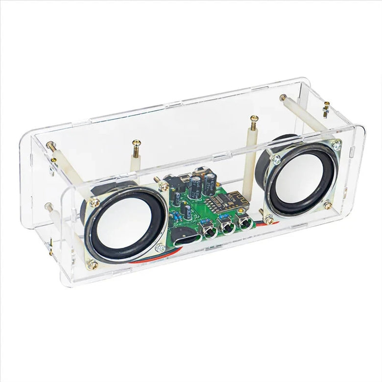 DIY Dual Channel Stereo Bluetooth Speaker Kit 3W Audio Output Transparent Acrylic Shell MH-M18 Bluetooth Module DC5V Soldering Assembly Electronic Components