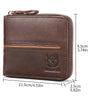 BULLCAPTAIN Men's Genuine Leather Wallet Horizontal Zipper Multi-card Design Business Card Holder Driver's License Money Clip