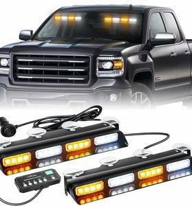 Front/Rear Windshield Interior Emergency Driving Strobe Light Safety Flashing Warning Danger Split Light Strip with Suction Cup for Construction Vehicles Truck