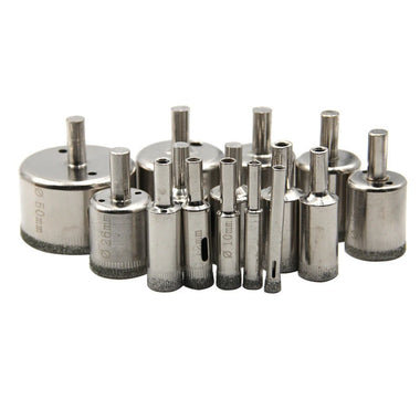 15PCS 15mm-50mm Diamond Drill Bits Hole Saw Diamond Drill Bit Set For Diamond Coating Carbon Steel For Glass Ceramics Porcelain Ceramic Tile