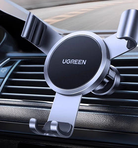 Ugreen LP493 Car Air Vent Gravity Mount Stand with Universal Rotary Ball Aluminum Alloy Clamp Support for 4.7-7.2 inch Mobile Phones