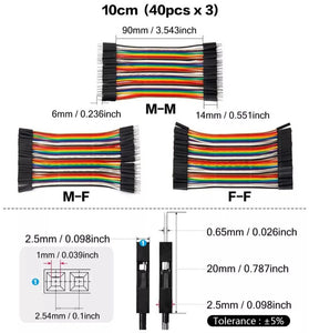 40 Pin Jumper Cable Male to Female/Male to Male/Female to Female 10cm 20cm 30cm Nickel Plated Copper Rainbow Color Wires
