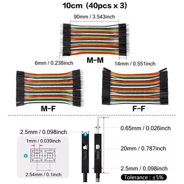 40 Pin Jumper Cable Male to Female/Male to Male/Female to Female 10cm 20cm 30cm Nickel Plated Copper Rainbow Color Wires