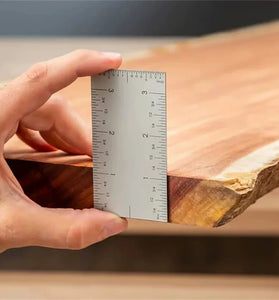 Stainless Steel Square Edge Ruler Compact Measuring Tool 8.9 x 5 cm Portable Metric and Inch Markings Professional Precision