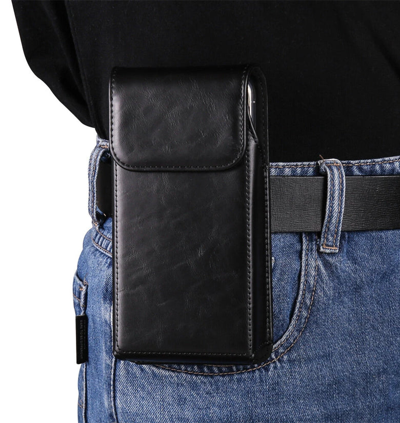 Business Casual Magnetic Universal Mobile Phone Waist Bag Leather Belt Clip Phone Holster Pouch Cover