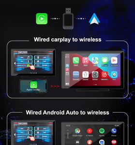 2-in-1 Wireless CarPlay Android Auto Box CP/AA Adapter 5G Wifi & BT 5.0 Support Mobile Phones Vehicles