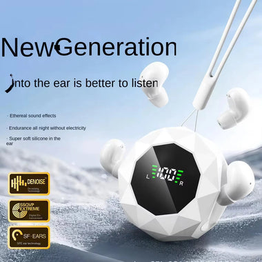 TWS Sleeping Earbuds Wireless bluetooth V6.0 Earphone Panoramic Surround Sound LED Digital Display In-ear Sports Headphone with Lanyard
