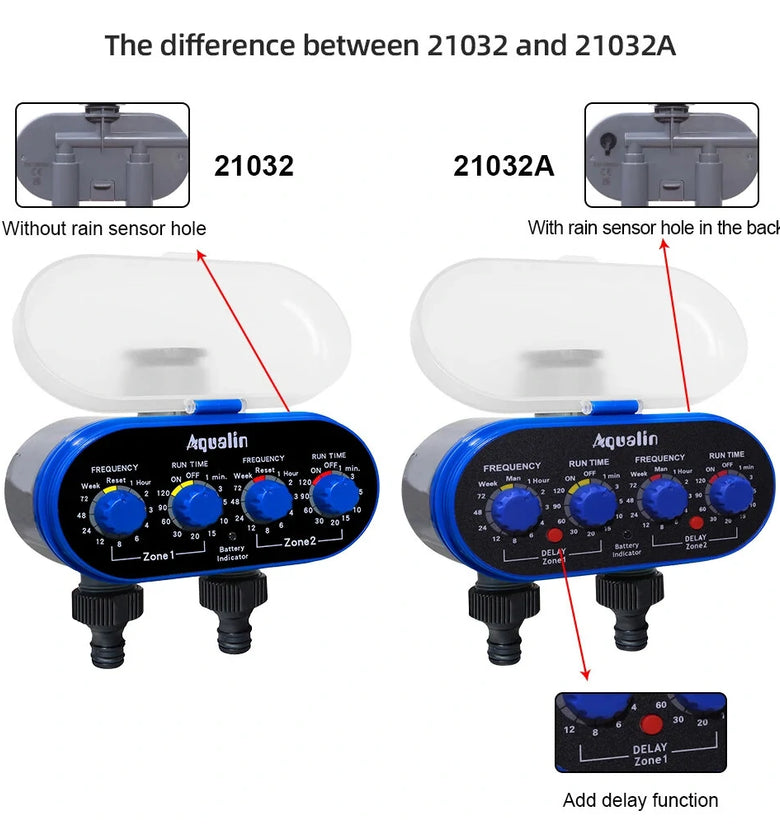 Aqualin Ball Valve Two Outlet Automatic Garden Irrigation Controller with Four-Dials Water Timer 0 Pressure Waterproof High-Impact Construction Ideal for Efficient Watering Management
