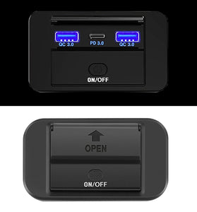 QC3.0 USB PD3.0 Type C 3 Port 66W USB C Socket Charging Socket Car Charger Mobile Phone Quick Charge Dual Waterproof with Switch for 12V 24 V Car Boat Motorhome