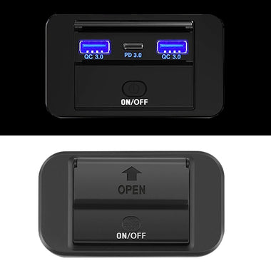 QC3.0 USB PD3.0 Type C 3 Port 66W USB C Socket Charging Socket Car Charger Mobile Phone Quick Charge Dual Waterproof with Switch for 12V 24 V Car Boat Motorhome