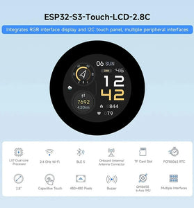 ESP32-S3 2.8 inch IPS Touchscreen LCD Development Board Dual-Core Processor Wi-Fi Bluetooth BLE 5 I2C Interface 480x480 Resolution