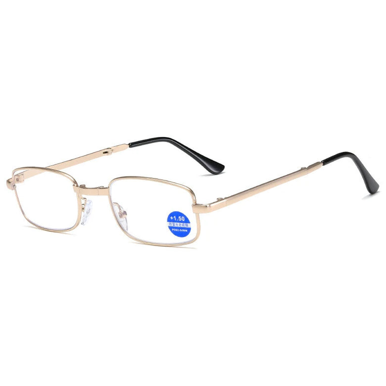 Convenient Foldable Pocket Reading Glasses Anti-blue Light Full-Rim HD Metal Glasses for Men Women Eyewears