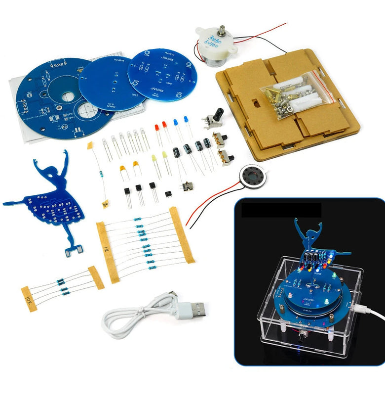 DC 5V Rotating Music Box Ballet Girl Circuit Board Production Soldering Practice Parts DIY Electronic Kit