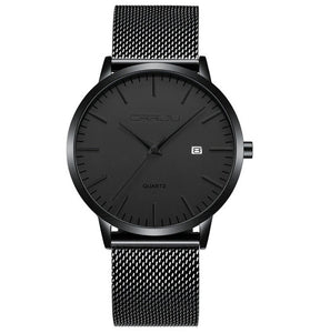 CRRJU Thin Men Watch Casual Simple Calendar Watch Quartz Watch Waterproof Sports Black Watches, Ideal choice for Gifts