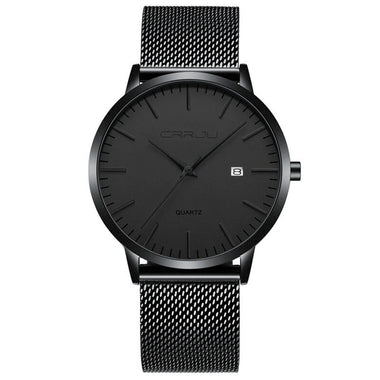 CRRJU Thin Men Watch Casual Simple Calendar Watch Quartz Watch Waterproof Sports Black Watches, Ideal choice for Gifts