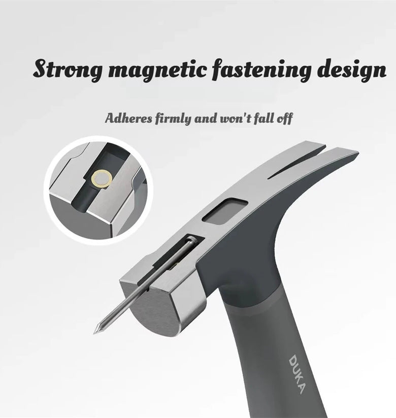 DUKA H1 Multifunctional Claw Hammer 8 OZ High Carbon Steel Forged Shockproof Anti Skid Rubber Handle Compact Woodworking Tool Nail Pulling Driving