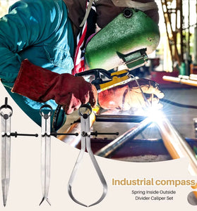 3pcs 8Inch Spring Caliper Set Internal Measuring Type with Flat Legs Carbon Steel Machinist Tool Silver Caliper Metalworking Precision Measurement